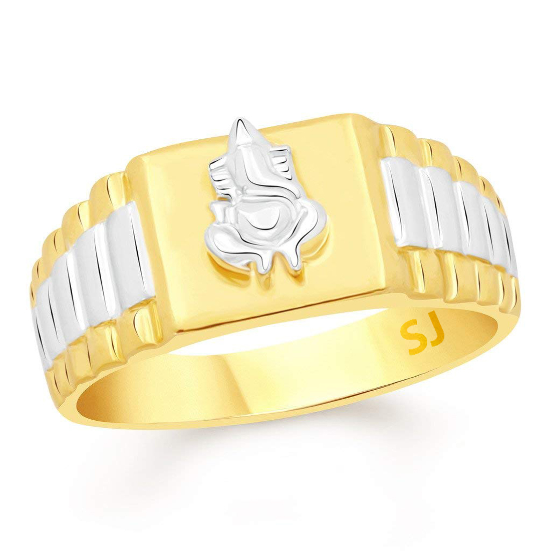 Sukai Jewels Ganesh Gold Plated Alloy Brass Cubic Zirconia Finger Ring for Men SFR316G