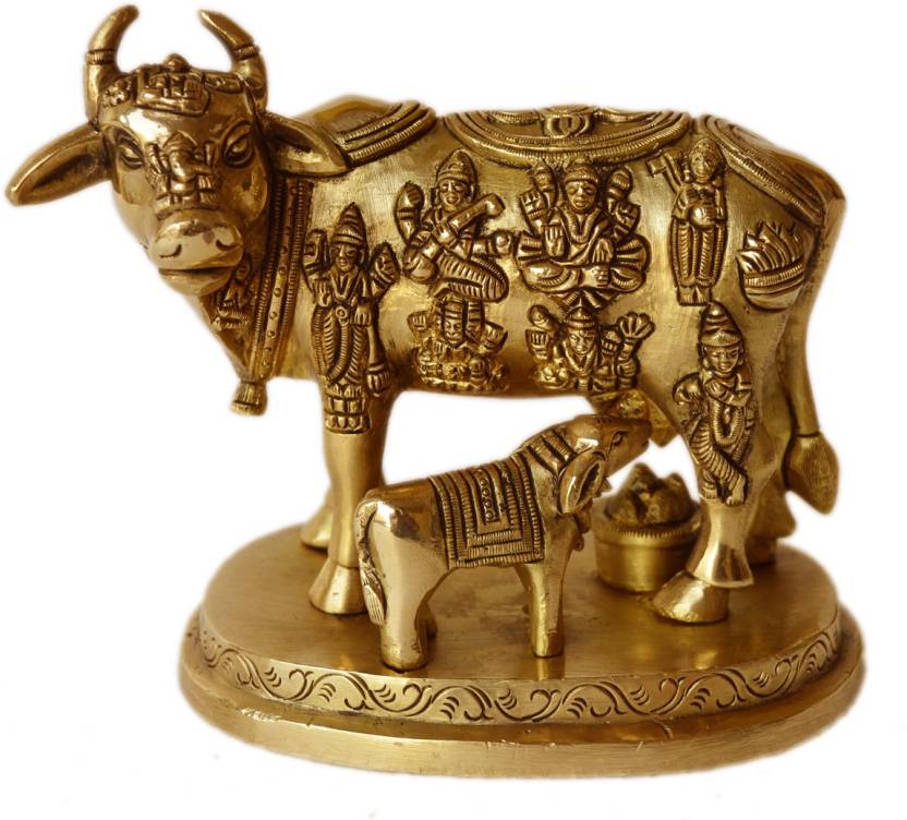 Buy Kamdhenu Cow Statue with Calf for Home Decor Gifting and , cow and ...