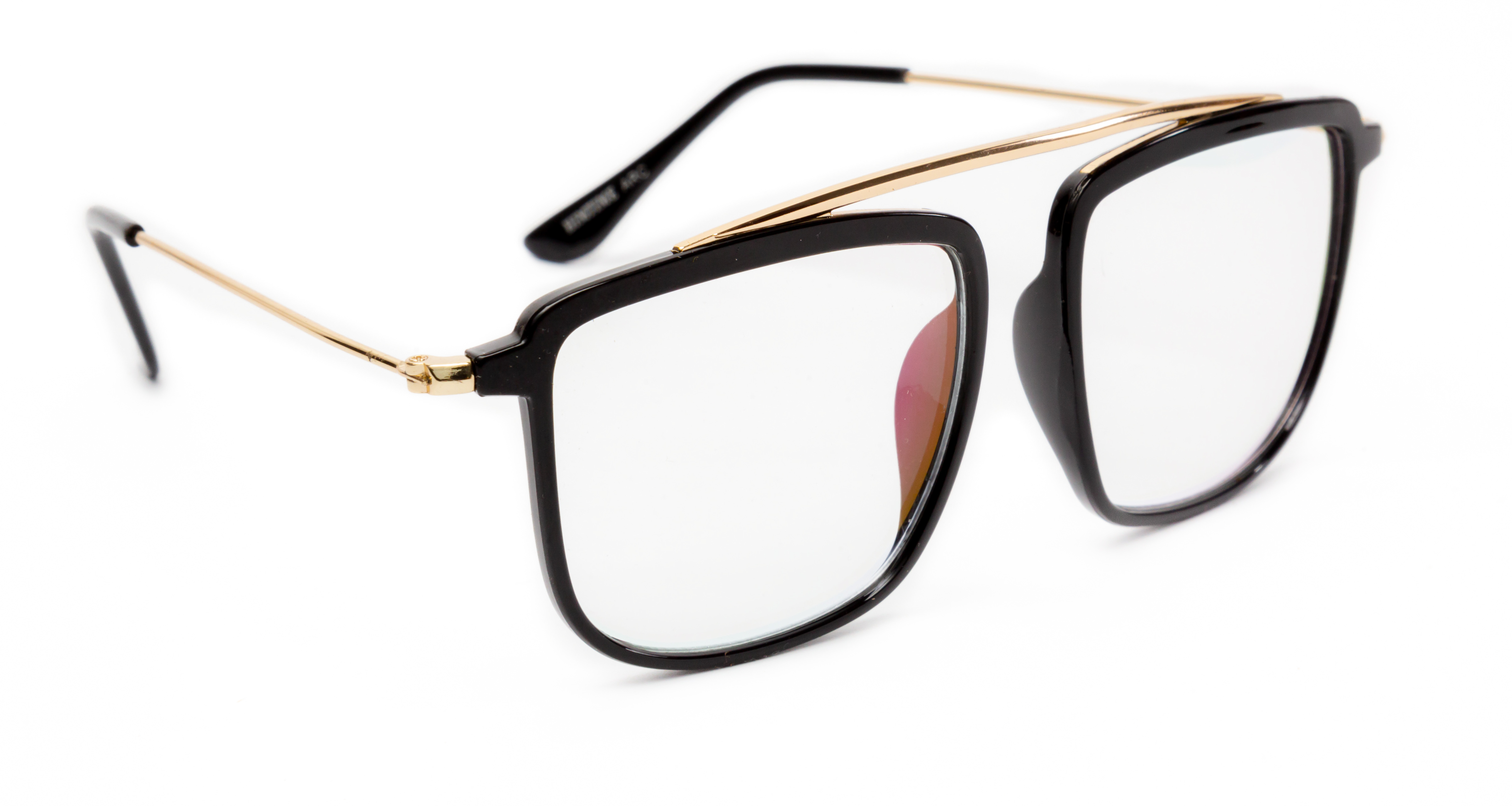 Buy THEWHOOP Stylish Metal Full Rim Black Golden Rectangular Wayfarer ...