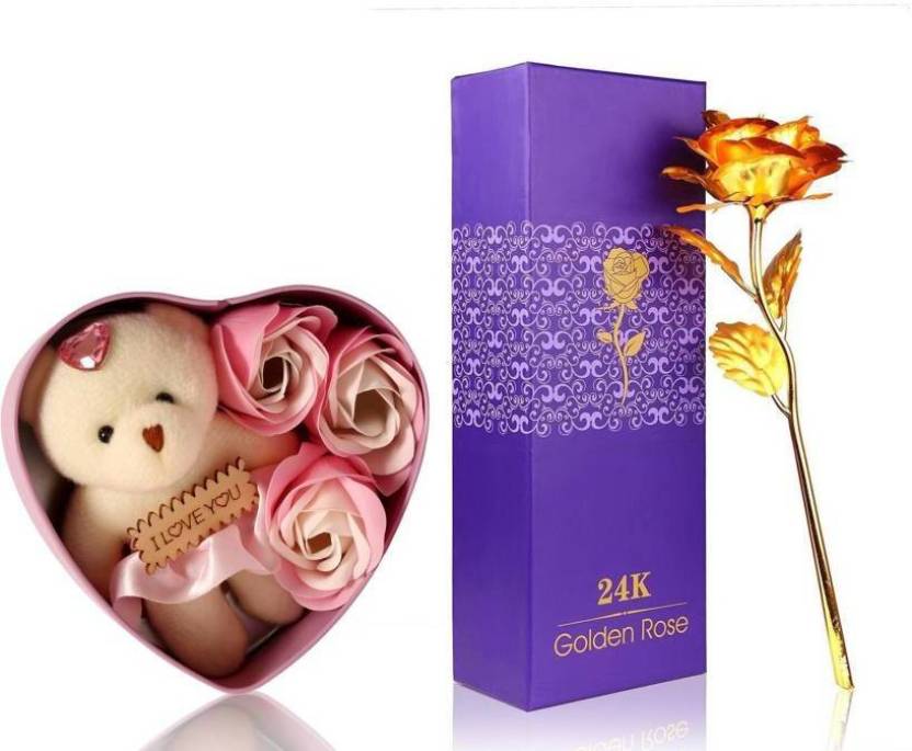 Buy GoodsBazaar 24K Golden Rose with Gift Box and Carry Bag and Heart ...