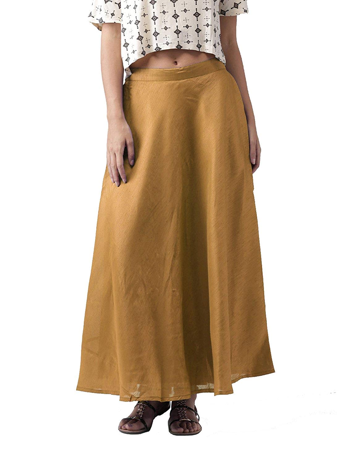 Buy TNQ Raw Silk Skirt Golden /Women's Chanderi Maxi Skirt / Long ...