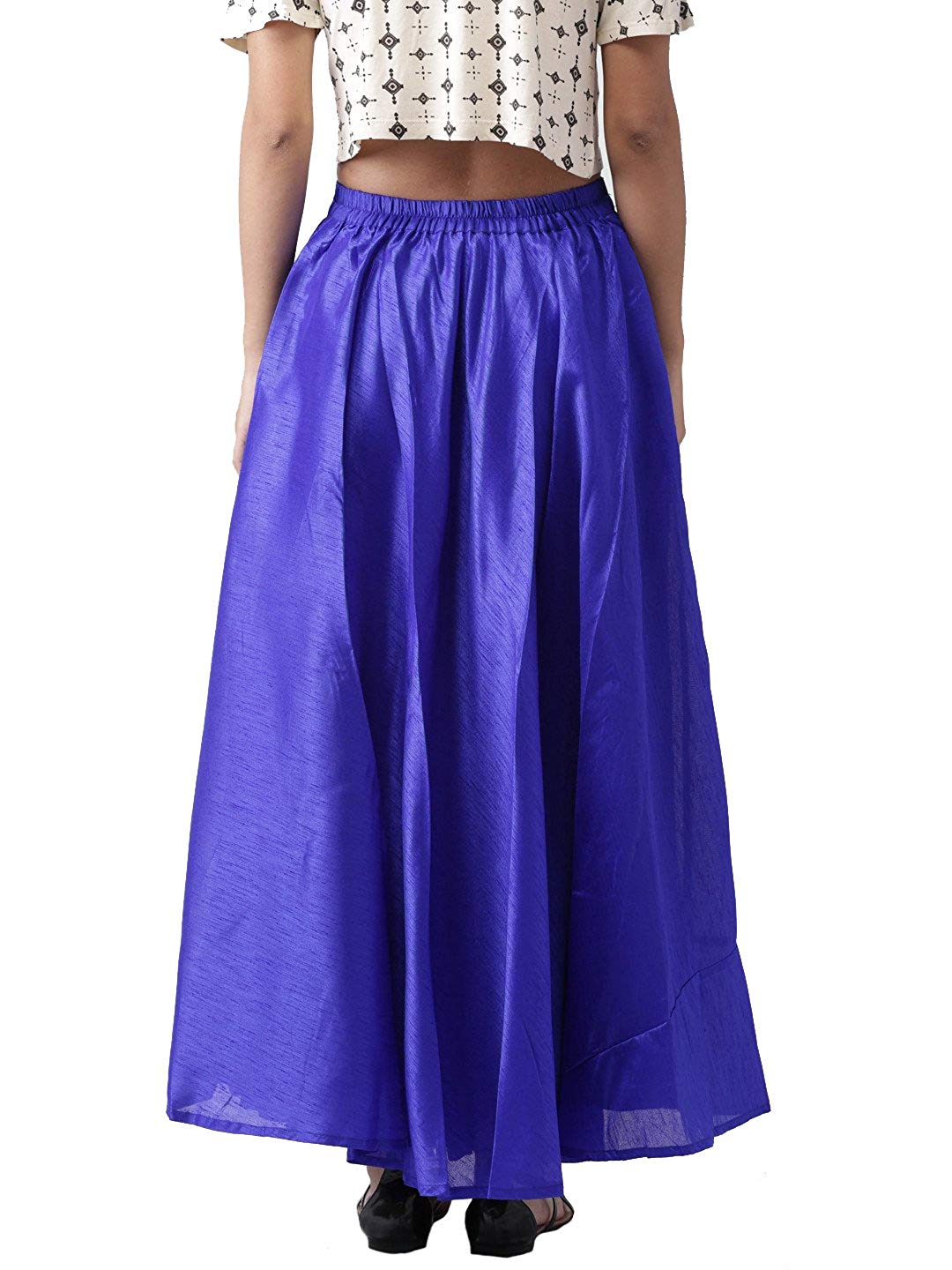 blue silk skirt outfit
