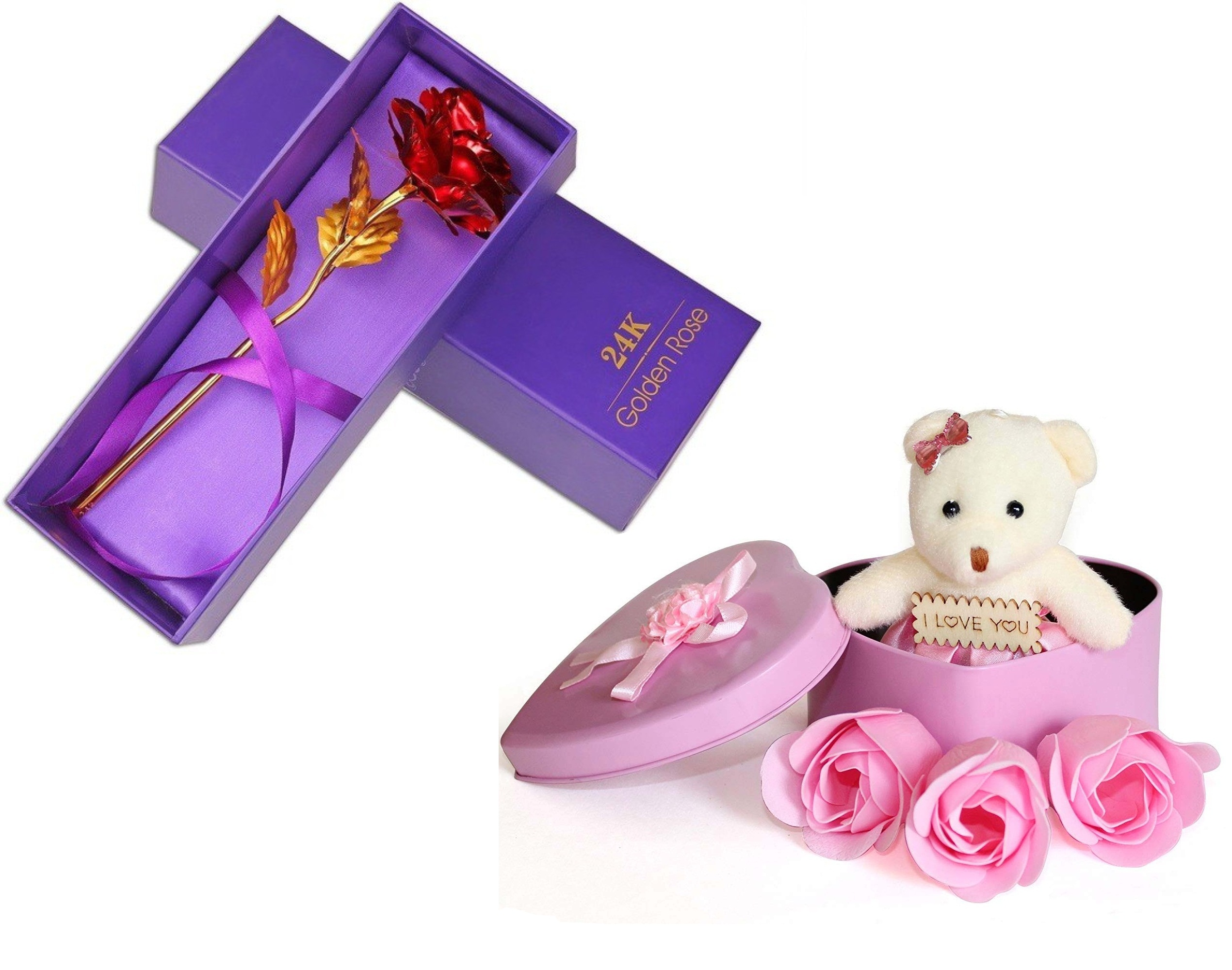 Buy Valentine Day Gift for Girlfriend Rose and Heart Shape Box with ...