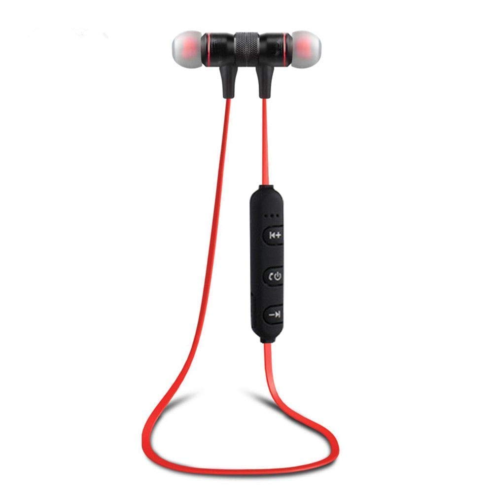 Sports Magnet Wireless Bluetooth Earphone Headset Headphone With lock Type For All Mobiles RED Colour