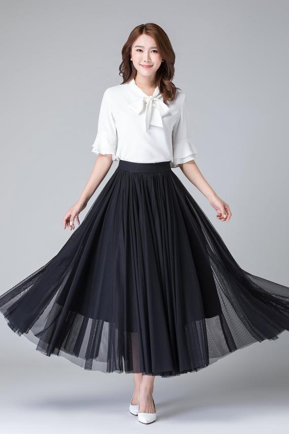 Buy Black Net Flared Skirt Online @ ₹499 from ShopClues