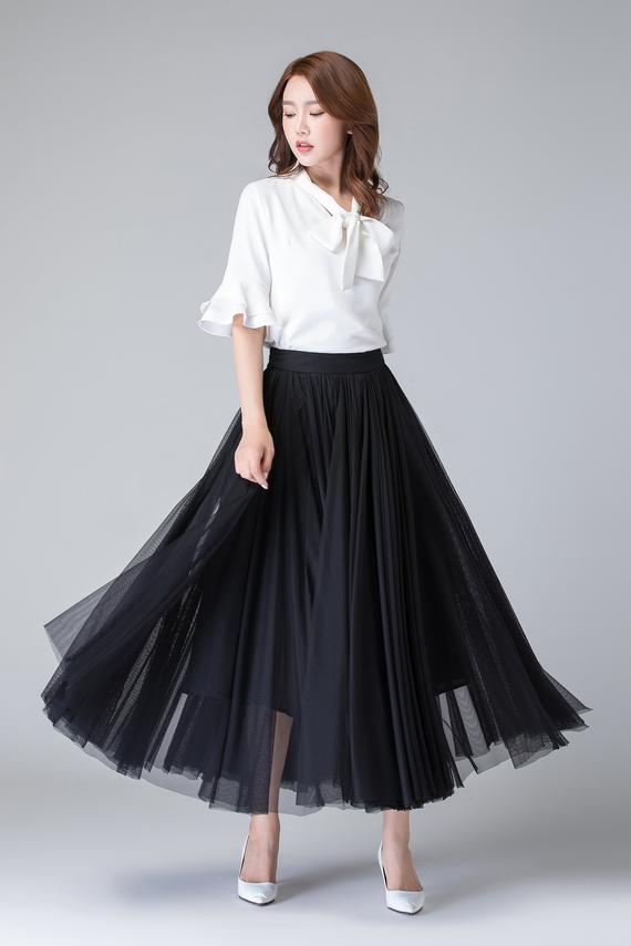 Buy Black Net Flared Skirt Online @ ₹499 from ShopClues