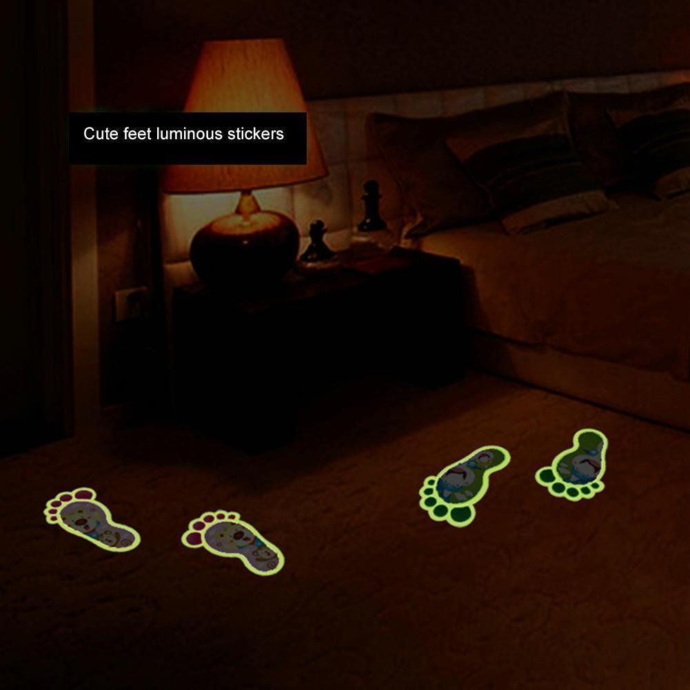 Buy 2Pairs/Set Footprint Floor Sticker Glow in the Dark Wall Sticker Fluorescent Home Decor for