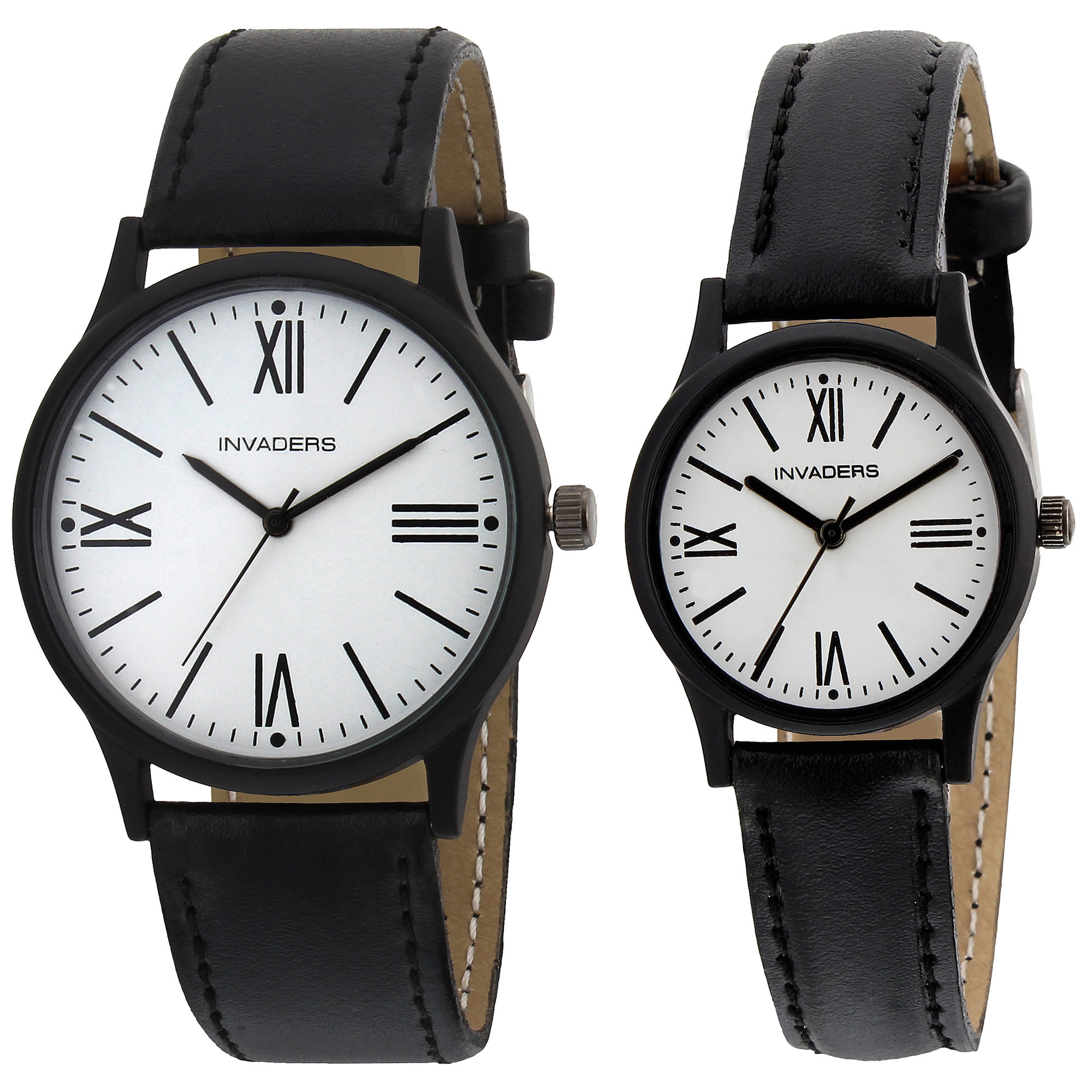 Buy Black Classy Formal Pair Invaders Watches INV-MNRO-PAIR Online ...