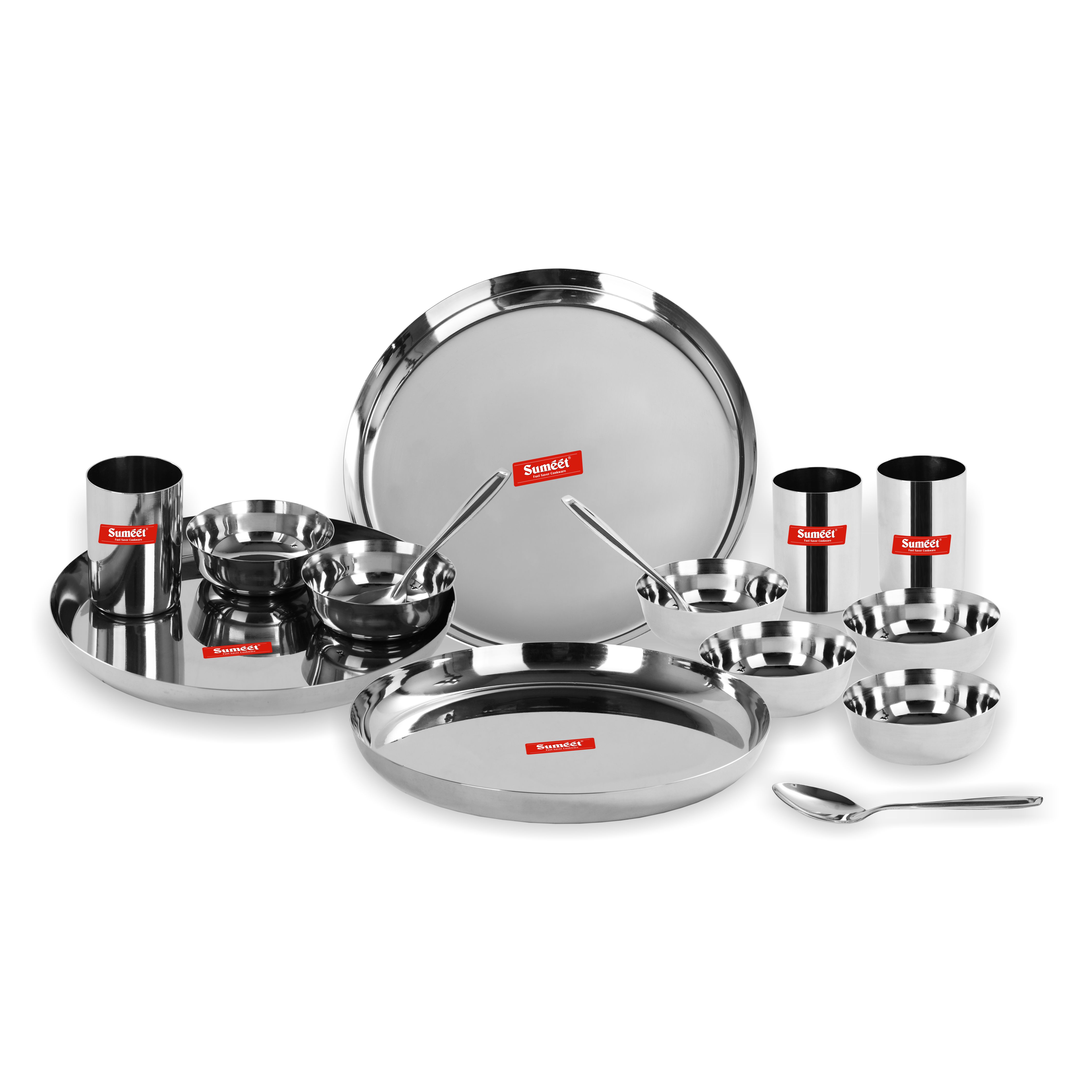 Sumeet Stainless Steel Spoon Set - 12 Piece, 1.6mm Thick, 6 Baby Spoons (16cm) & 6 Dessert Spoons (18.5cm), Food Grade