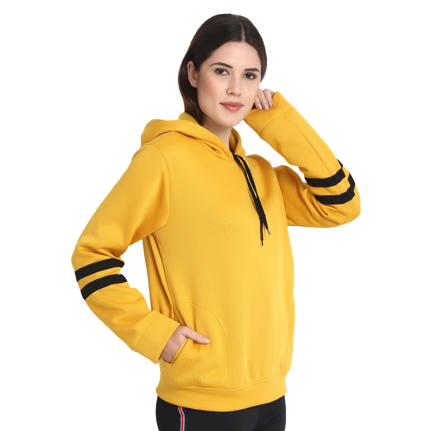 Buy Raabta Mustard Yellow Sweatshirt with Strip Sleeve Online @ ₹1499 ...