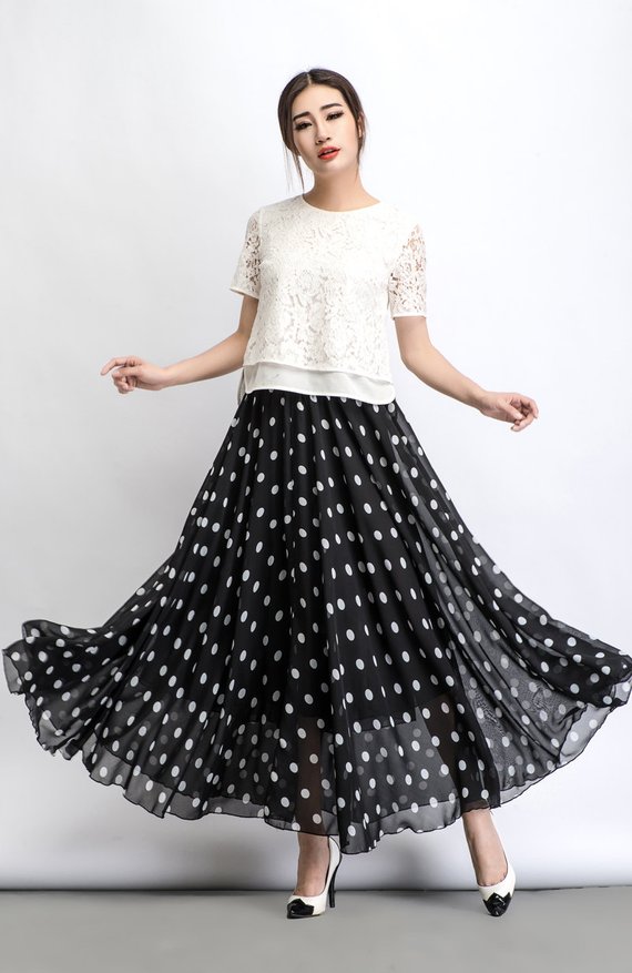 Buy Raabta Black with white Dot Print Skirt Online @ ₹987 from ShopClues