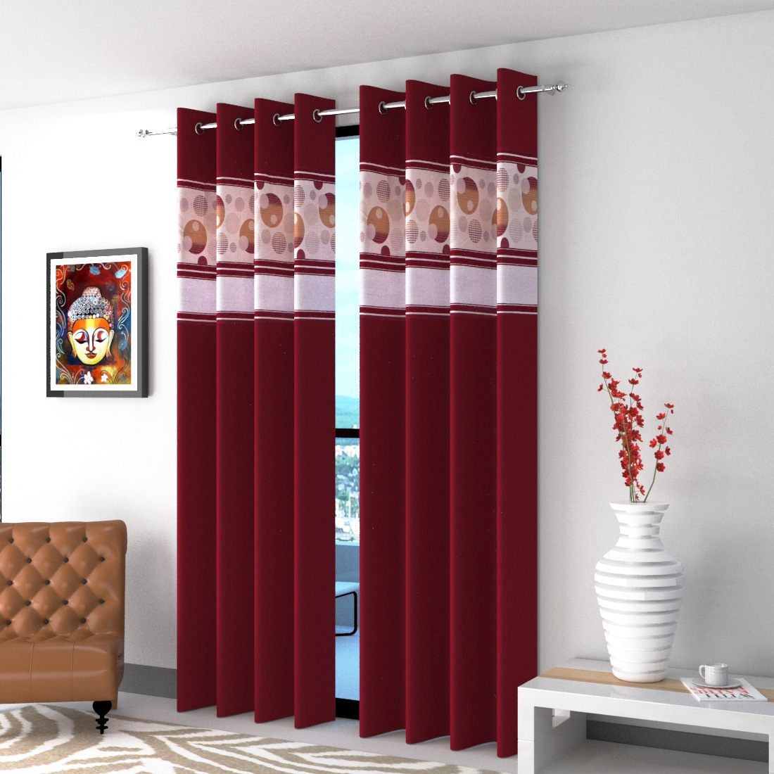 Buy Curtains for doors 7 feets by Weave Well Curtains 7 feet set of 2 for door and window ...