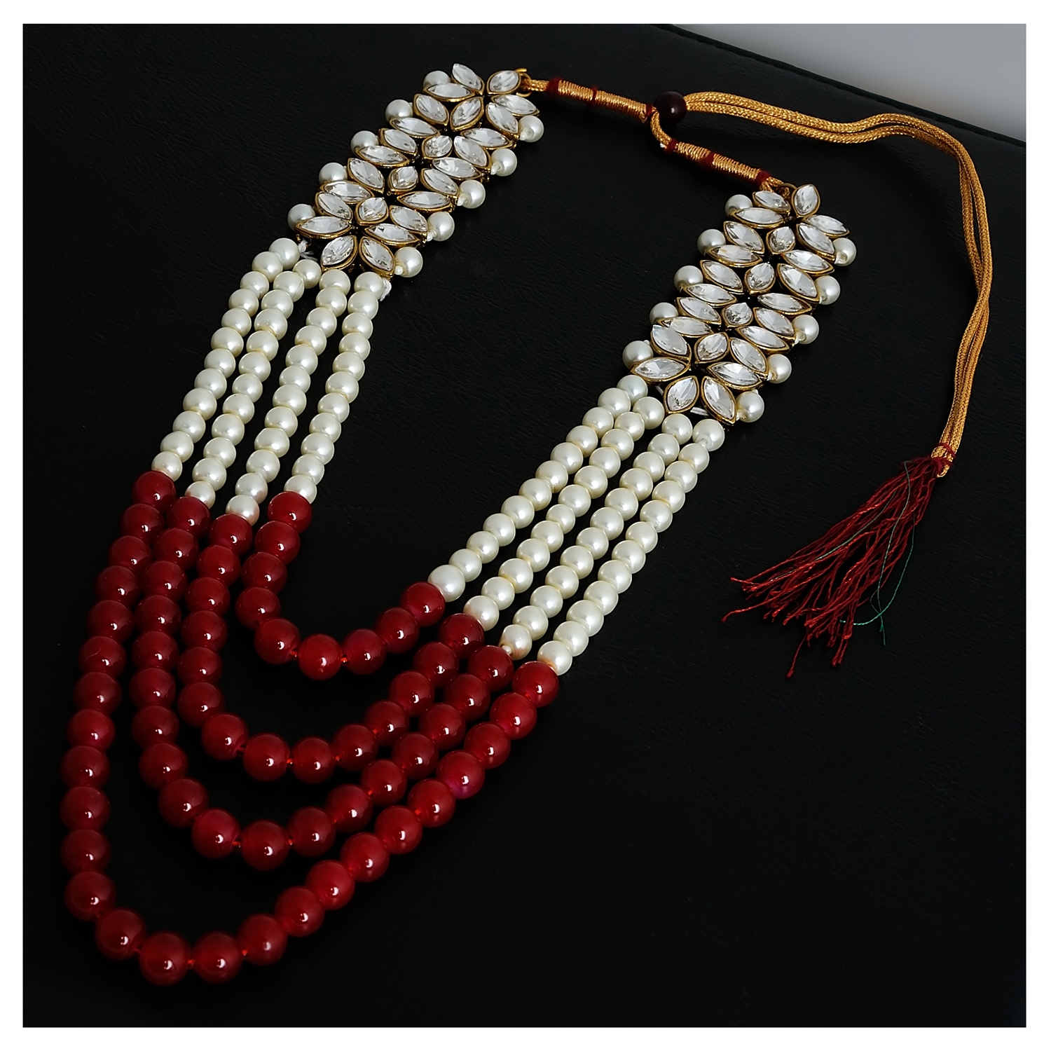maroon moti mala