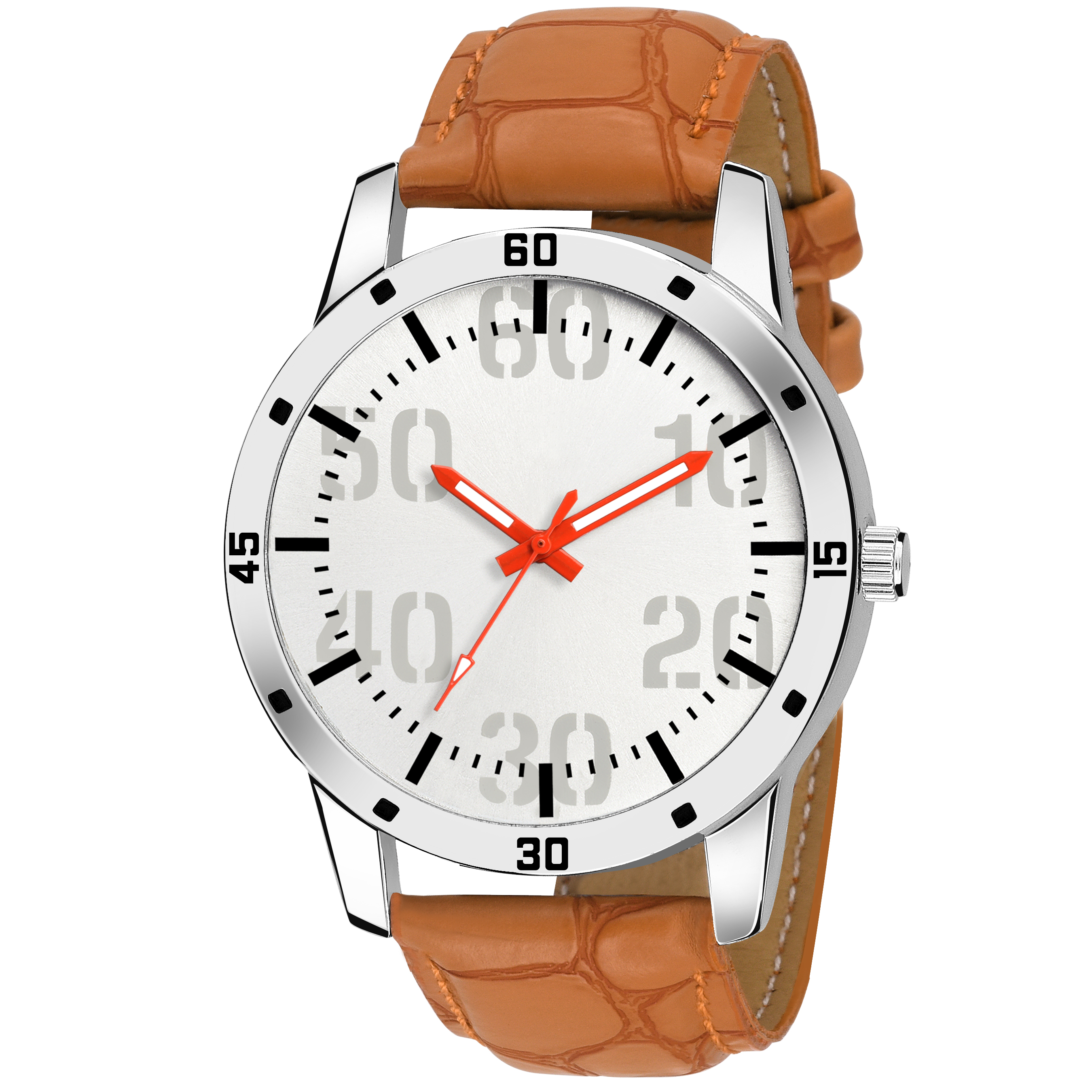 Men Brown Big Deal Analog Silver Dail Analog Watch For Boys Watch