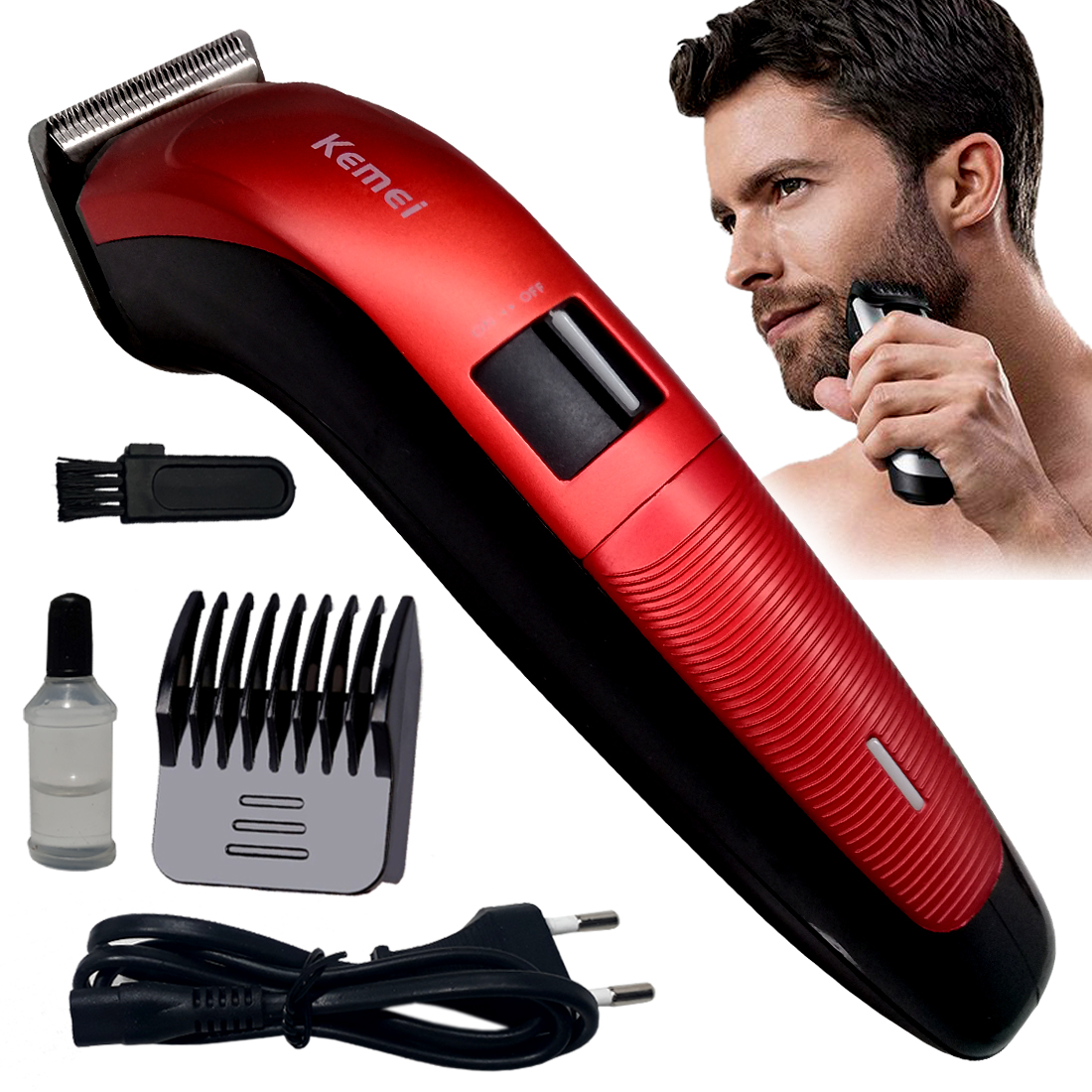 Rechargeable Professional Washable Bread Mustache Hair Clipper Electric Razor Shaver Ultra Trim Hair Trimmer for Men