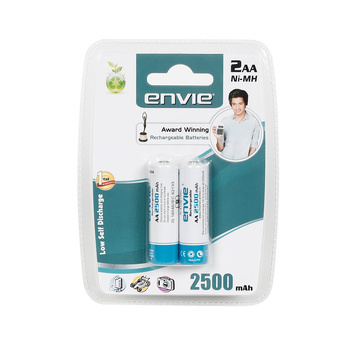Envie AA Rechargeable Battery, 2500mAh
