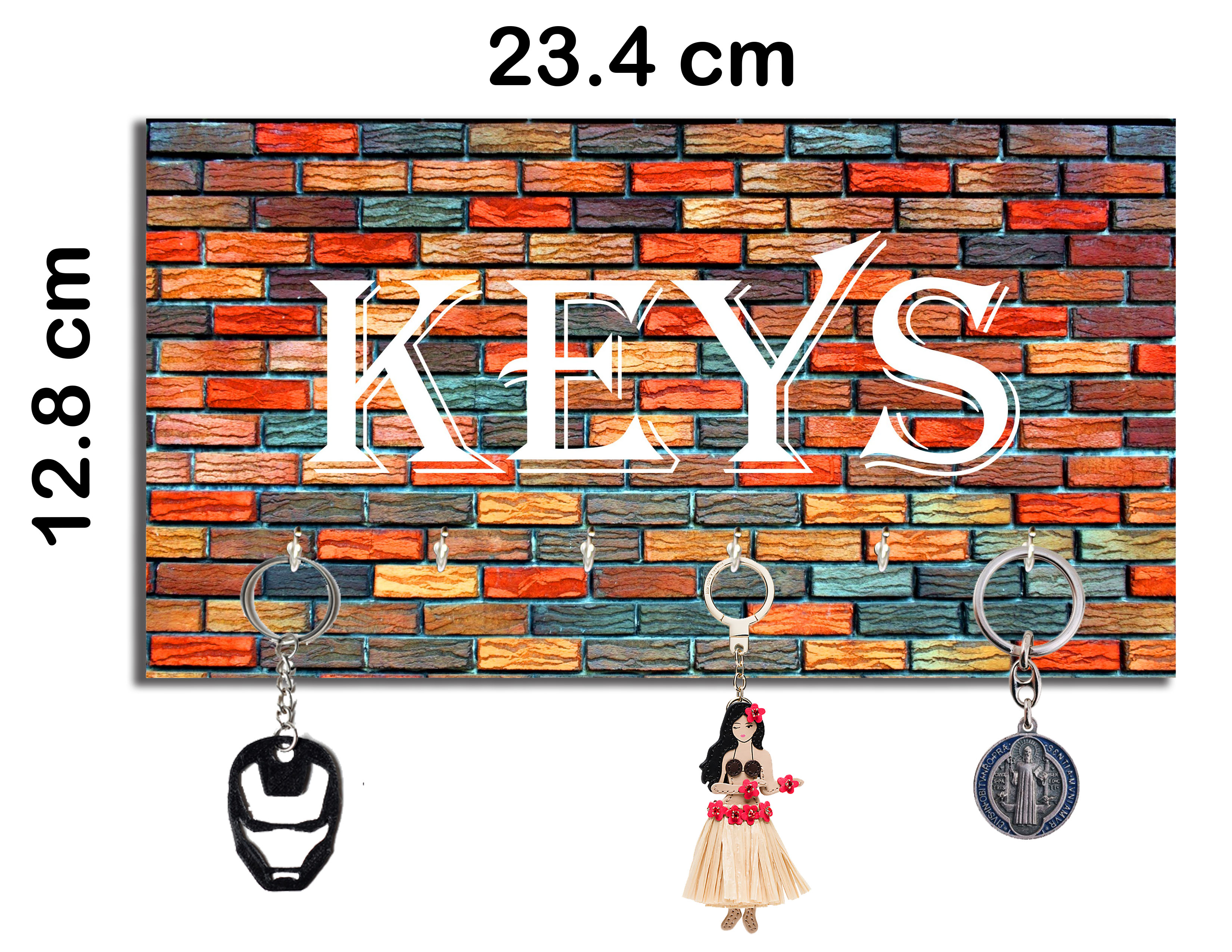 Buy Studio Shubham combo of brick texture wooden wall clock & key