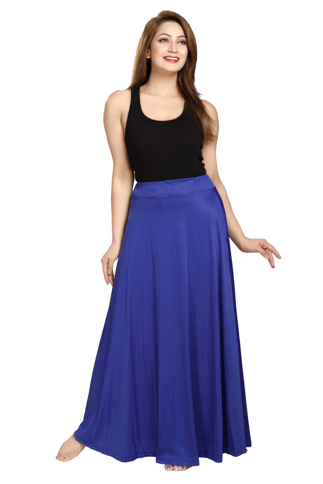 Buy Be You Fashion Women Serena Satin Blue Plain Long Skirt Online ...