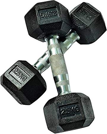 VK Rubber Coated Fixed Weight Hexagon Dumbbell set of 2 pcs 2.5 kgx2