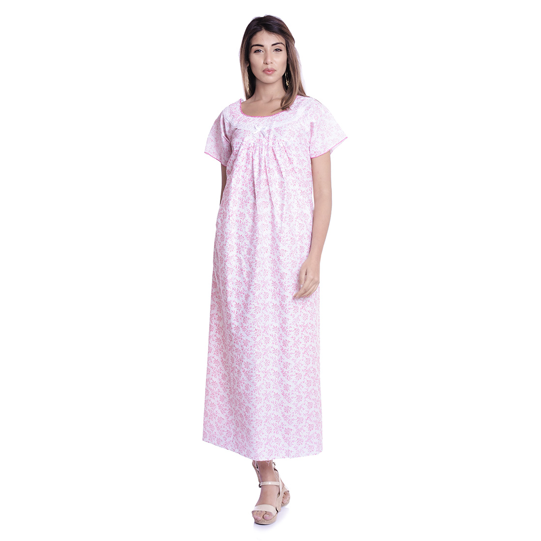 Buy Indian Women Cotton Night Gown Bikni Cover Plus Size Comfy Evening ...