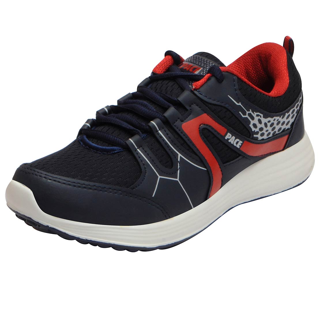 Buy Lakhani Pace Energy Men's Navy Red Mesh Sports Running Shoes Online ...