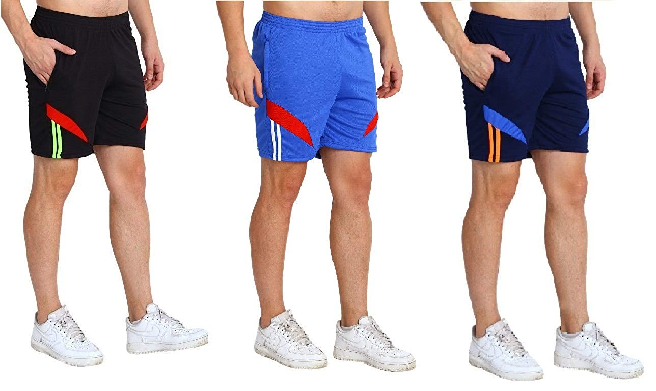Multicolor Plain Cotton Blend Sports Shorts by Dia A Dia