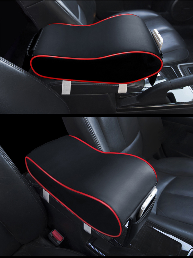 Buy Pegasus Premium 3D PU Leather Car Armrest Black Red Pad Memory Foam ...
