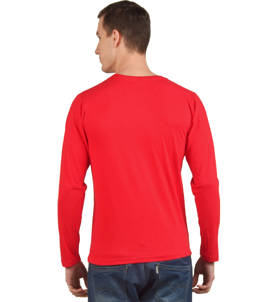 Buy Red Plain T-Shirt Full Sleeves Round Neck Cotton T-Shirt Online ...