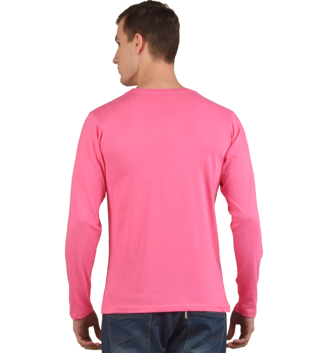 Buy Hot Pink Plain TShirt Full Sleeves Round Neck Cotton TShirt