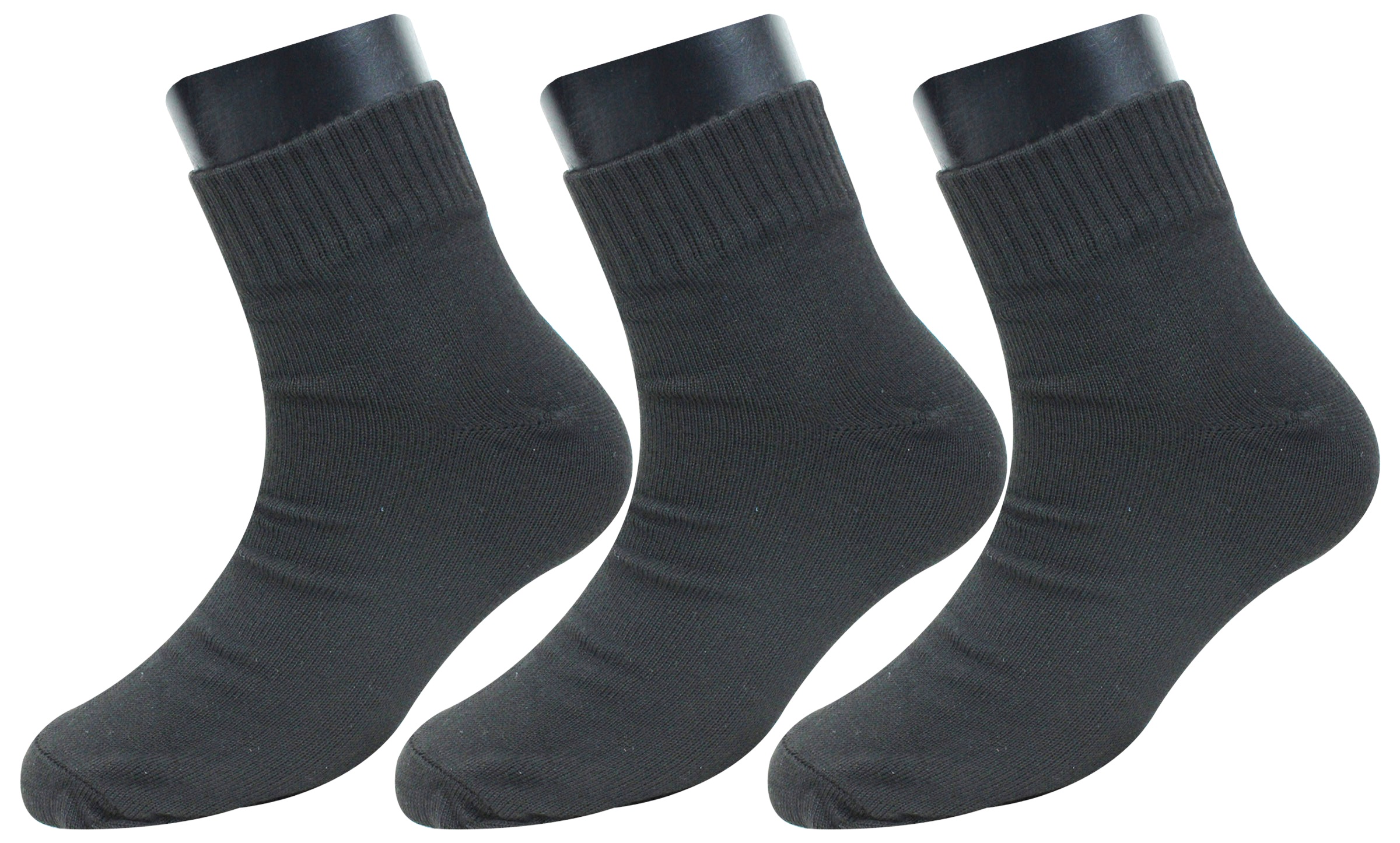 Neska Moda Pack of 3 Pair Men Solid Free Size Cotton Ankle Length Socks Black Color Formal Socks