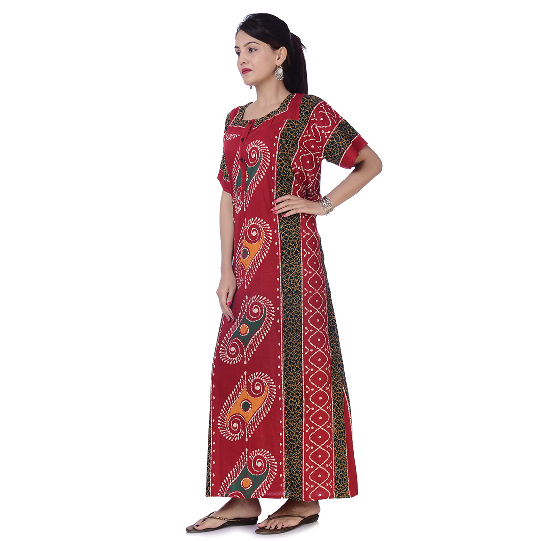 Buy Indian Women Cotton Night Gown Bikni Cover Plus Size Comfy Evening ...
