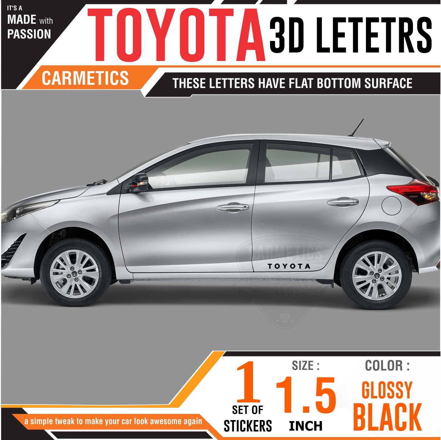 Buy CarMetics TOYOTA 3d letters 3d stickers emblem decals