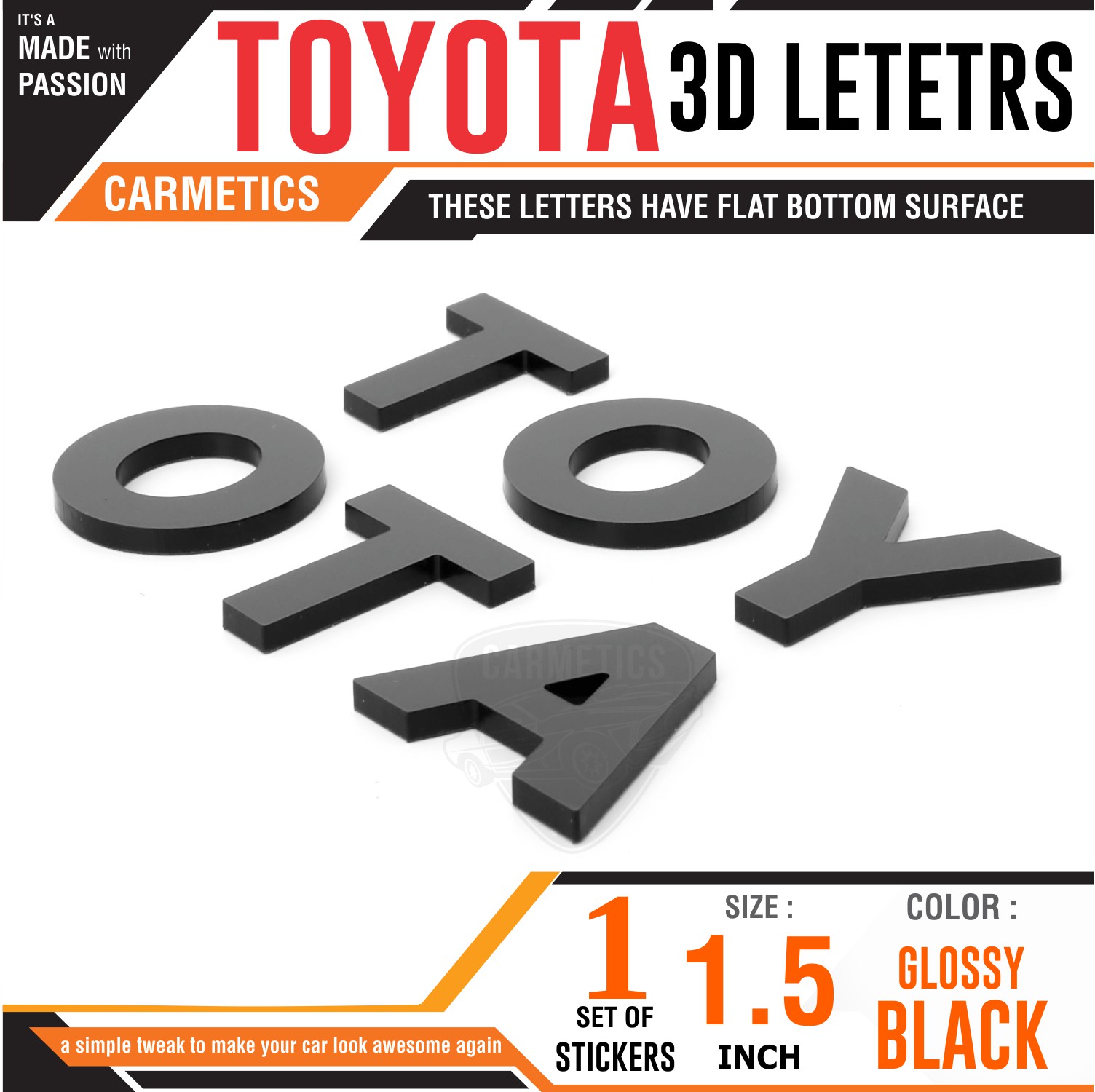 Buy Carmetics Toyota 3d Letters 3d Stickers 3d Badge 3d Symbol Logo For