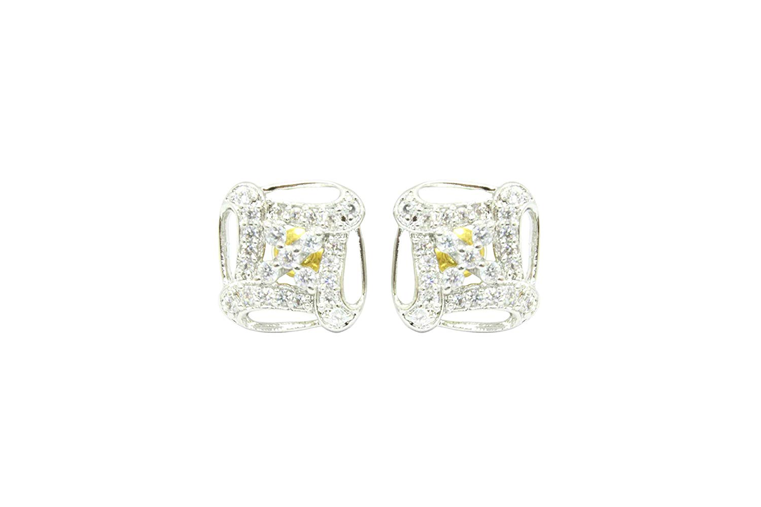Women's Ear tops studs Earring white Gold Plated white Zircon Stone designer