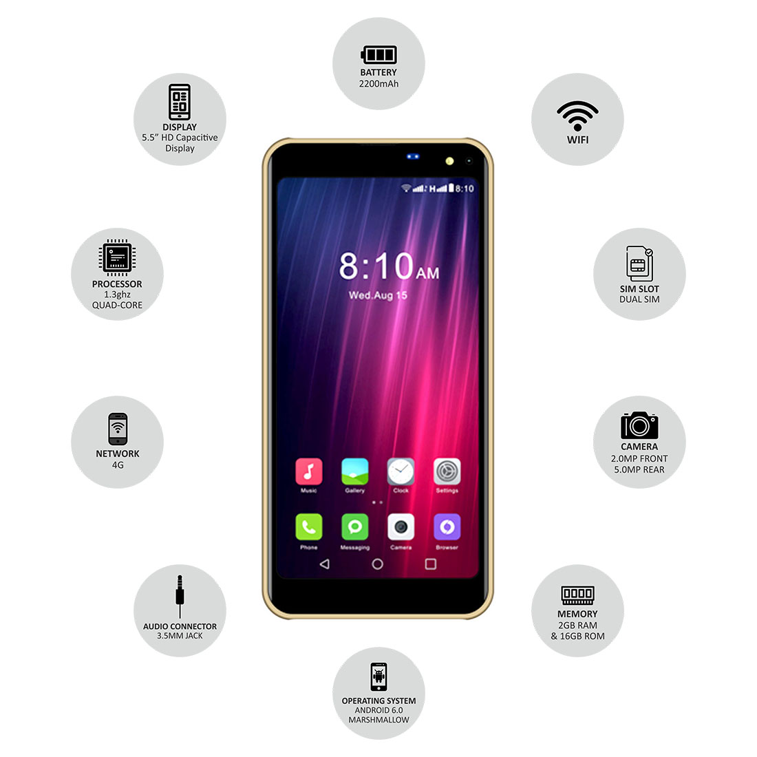 Buy I Kall K8 New (5.5Inch Display, 4G, 2GB RAM, 16GB ) Mobile with