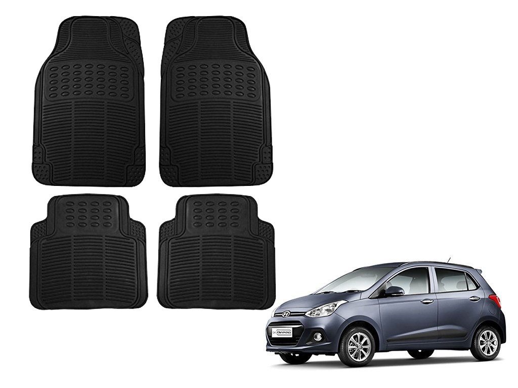 Buy Auto Addict Car Simple Rubber Black Mats Set of 4Pcs For Hyundai Grand i10 Online ₹934