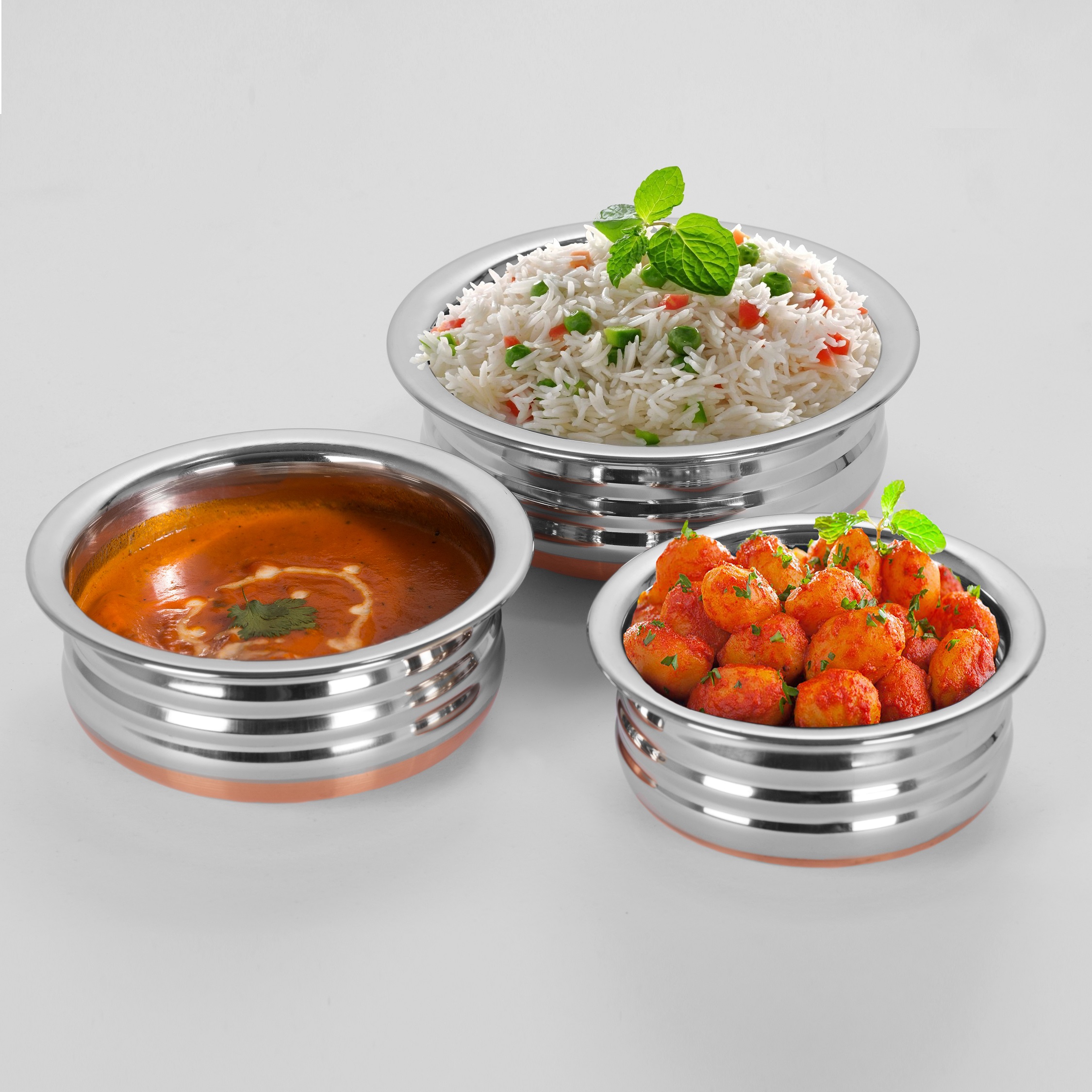 Buy Sumeet 3Pc Set of Stainless Steel Copper URLI / Cookware ...