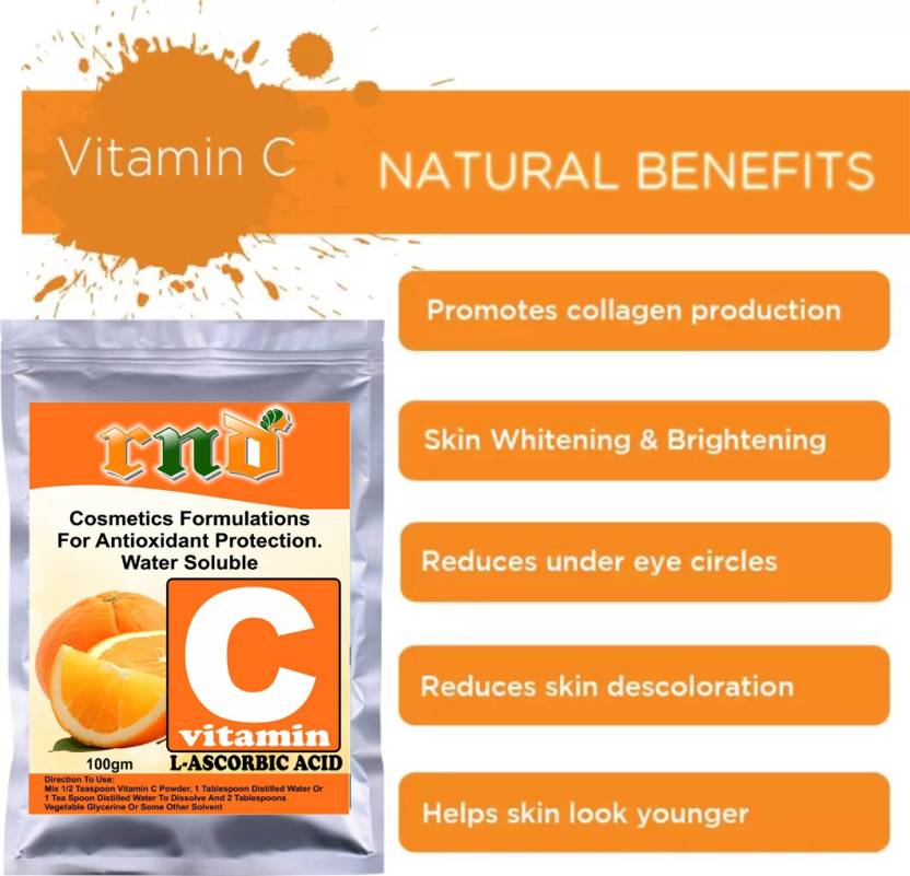 Buy RND LAscorbic Acid Powder Vitamin C For Use in Serums and Cosmetic Formulations 100gm