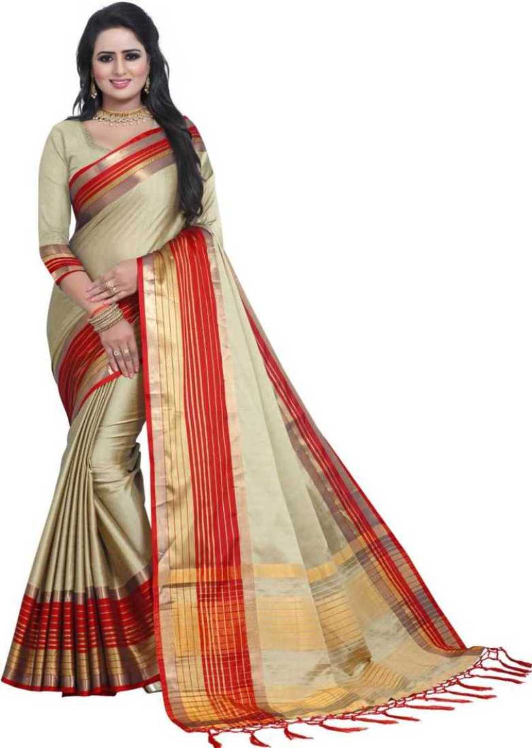 Bhuwal Fashion Solid Cotton Silk Saree bf5218