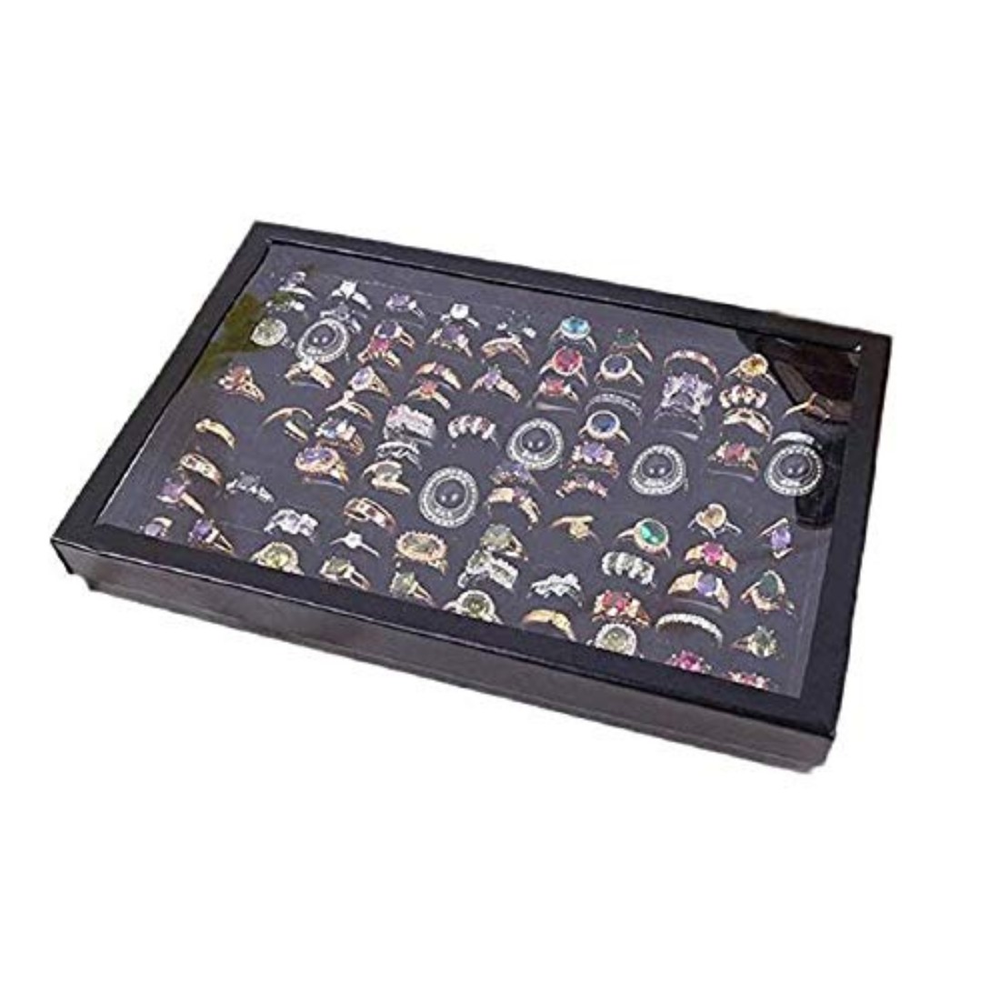 Buy DIY Crafts Transparent Finger Ring Display Box with Hinged Lid for