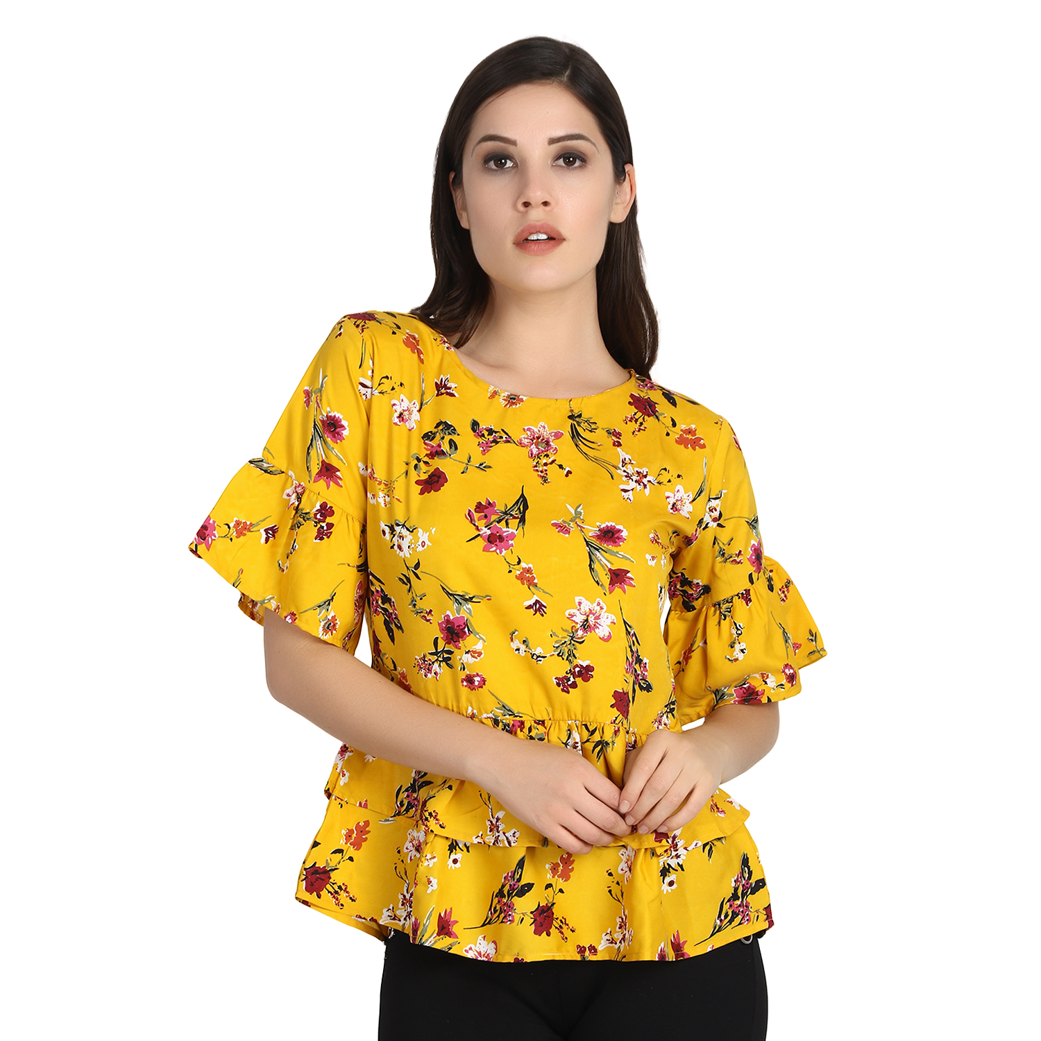 Buy Aisa Fashion Women's Yellow Crepe Top Online @ ₹999 from ShopClues