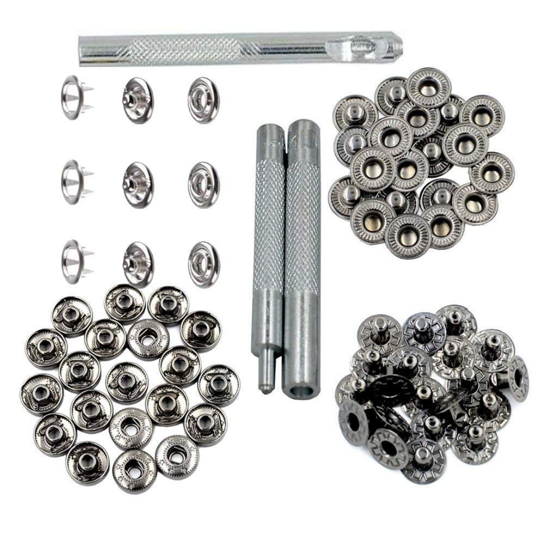 Buy DIY Crafts 500 Sets Silver Press Fasteners Studs Copper Clothes ...