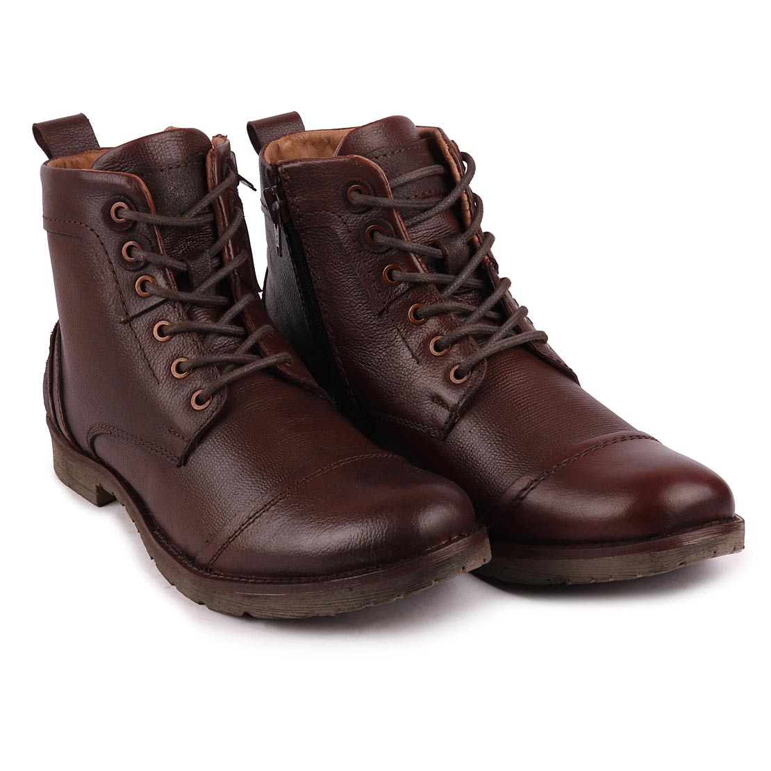 Buy Fausto Men's Brown Leather High Ankle Outdoor Boots Online @ ₹2639 ...