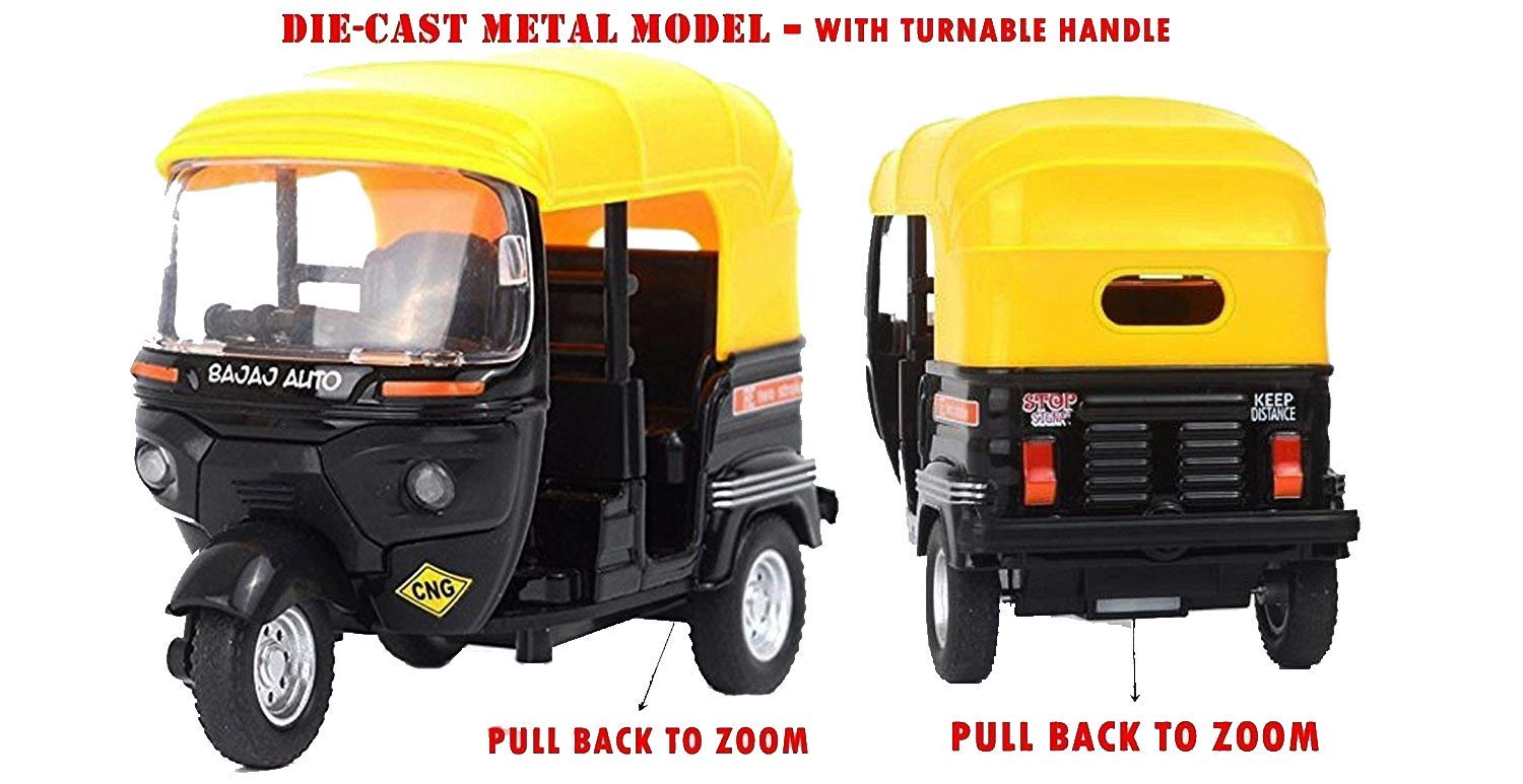 Buy CNG Auto Rickshaw DieCast Metal Toy Car with Pull Back Model and