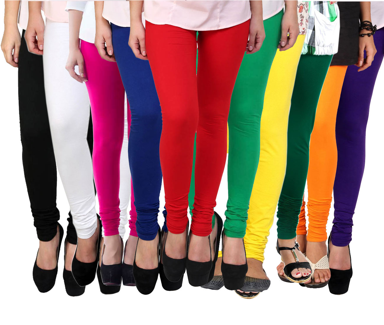 Buy Designer Leggings Set for Womens by Pixie in Combo (Pack of 10) 160 ...