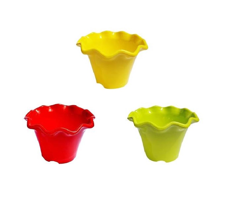 Buy Set of 3 Multicolor  Colored Plastic Pots  for Plants  