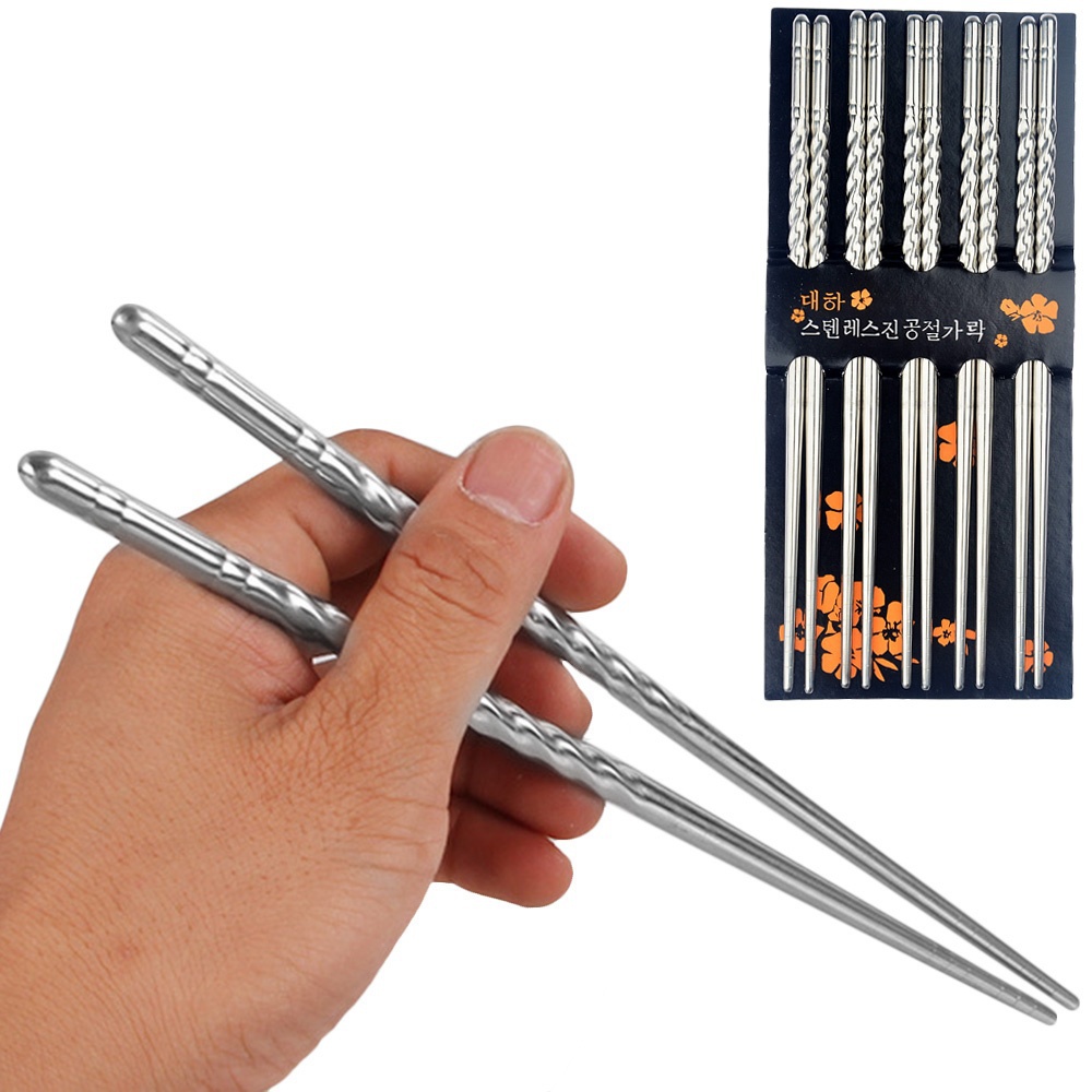 Buy CHOPSTICK 5 Pairs of REUSEABLE STAINLESS STEEL CHOPSTICKS. 8 Long10 STICK Online ₹399