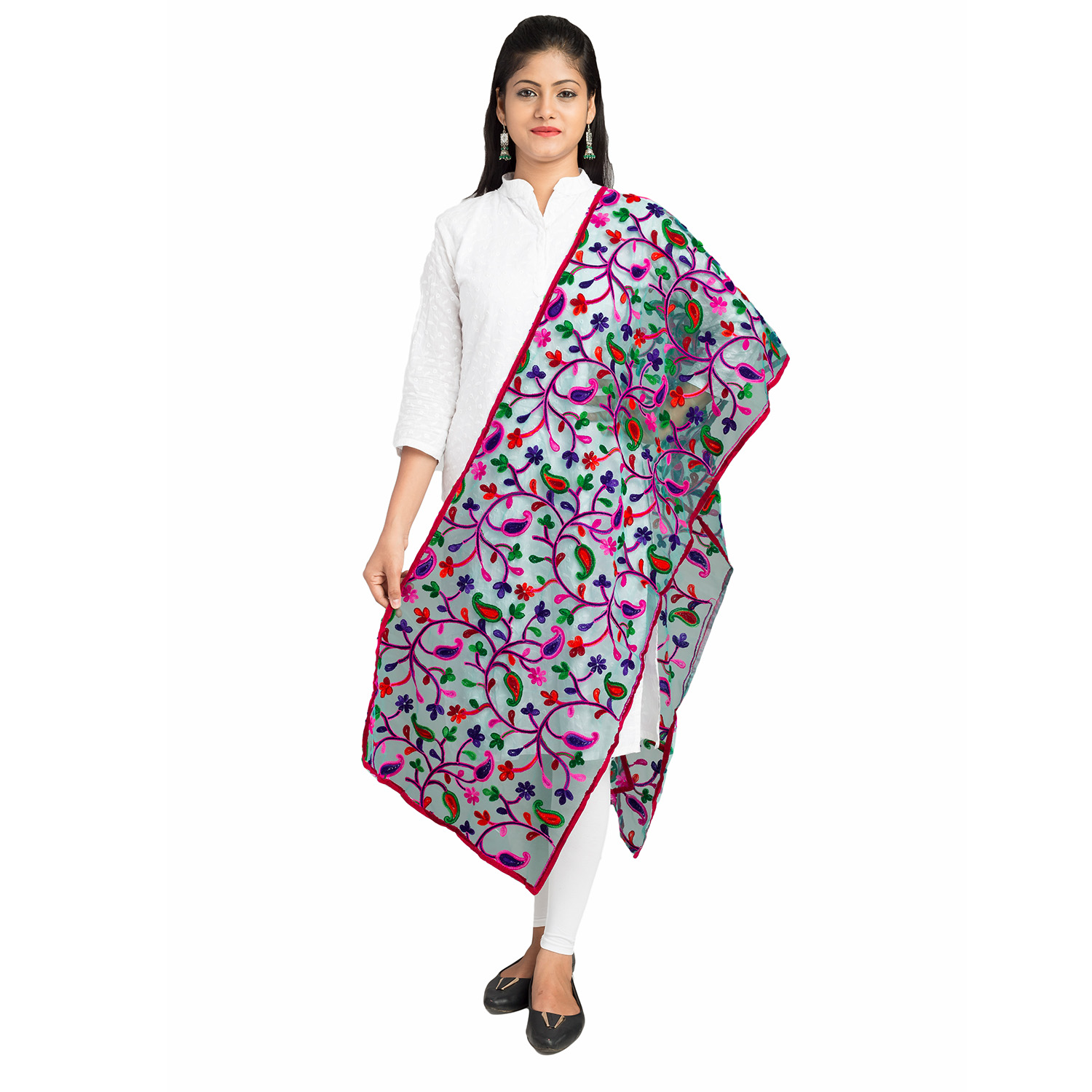 Buy Lionize Women's Net Embroidery Dupatta (Sea Green) Online @ ₹449 ...