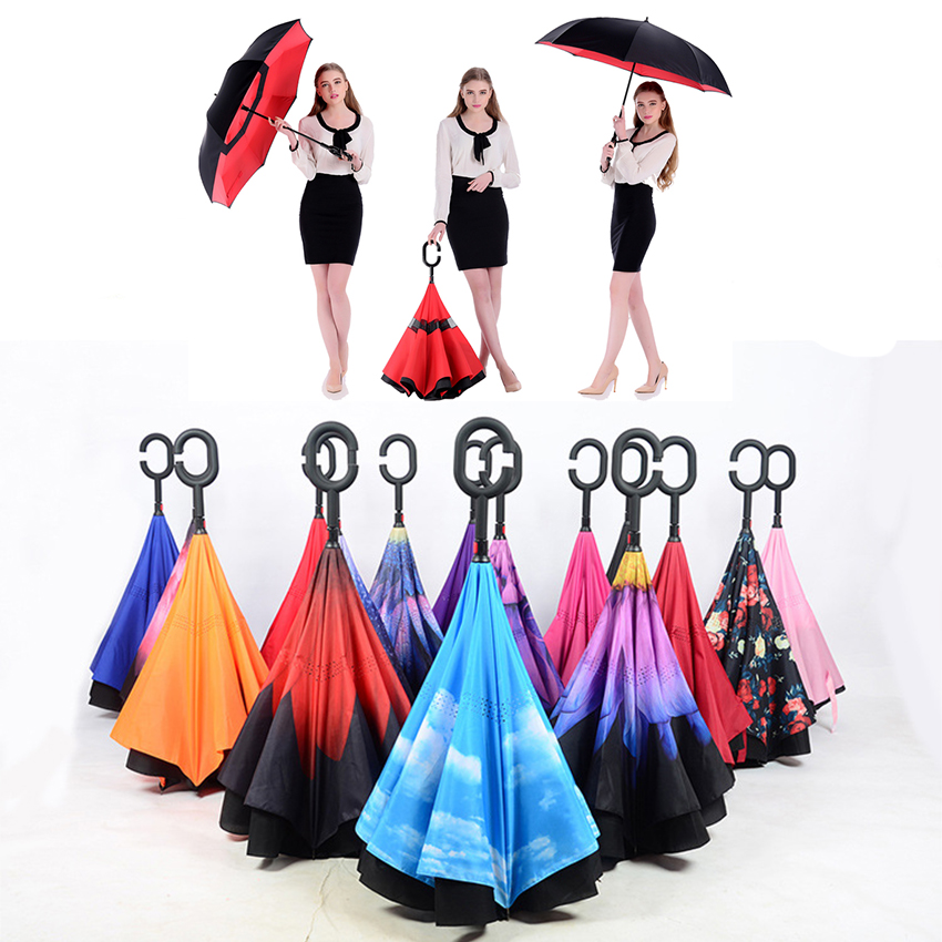 Buy Double Layer Inverted Umbrella Reversible Umbrella with CShaped