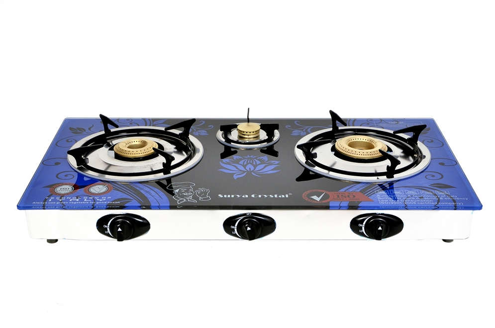 Buy SURYA CRYSTAL AUTOMATIC 3 BURNER GAS STOVE COOKTOP Online ₹3000 from ShopClues